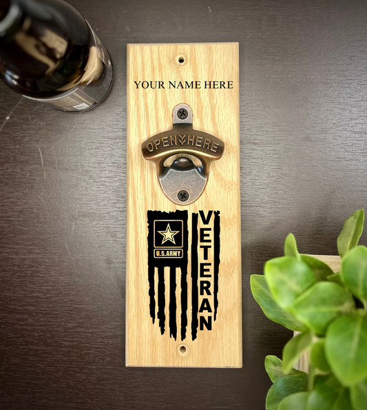 Handcrafted Personalized Wall-Mounted Bottle Openers for Veterans