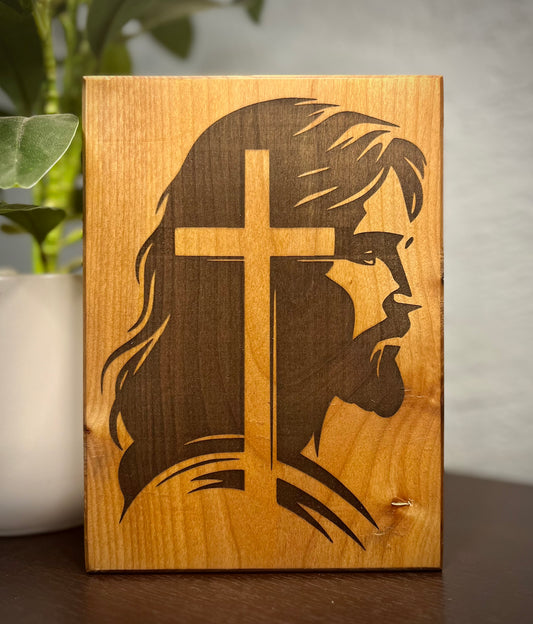 Jesus Christ Wall Display - Knotty Alder Wood