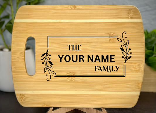 Personalized Family Monogram Bamboo Cutting Board